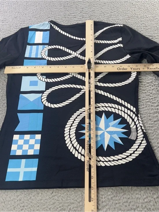 J Mclaughlin Top Womens Small Black Rope Geometric Catalina Cloth 3/4 Sleeve - Picture 7 of 9